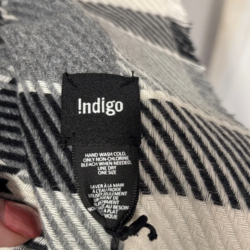 Indigo Black & White Plaid scarf/Wrap